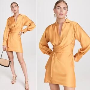 Jonathan Simkhai Orange Talit Draped Front Mini Dress Size 8